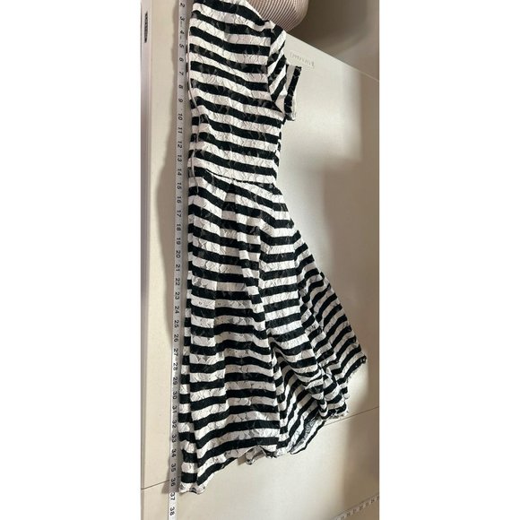Karl Lagerfeld Paris Women's Black White Striped Dress Size 6 Short Sleeve Flora - Picture 9 of 10
